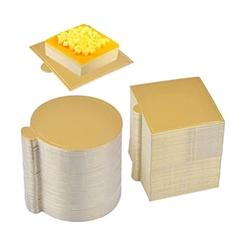 200 БР Златна мат мус Основни дъски под формата на хартия табла, табла за десерт, инструменти за украса на тортата