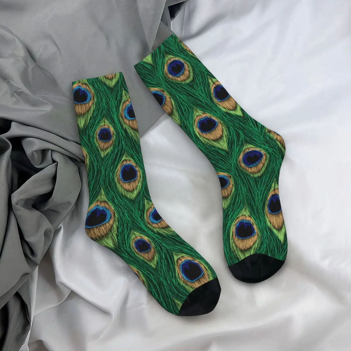 Чорапи Унисекс стил Харадзюку, материал от Павлиньих пера, Топли спортни чорапи за всички сезони