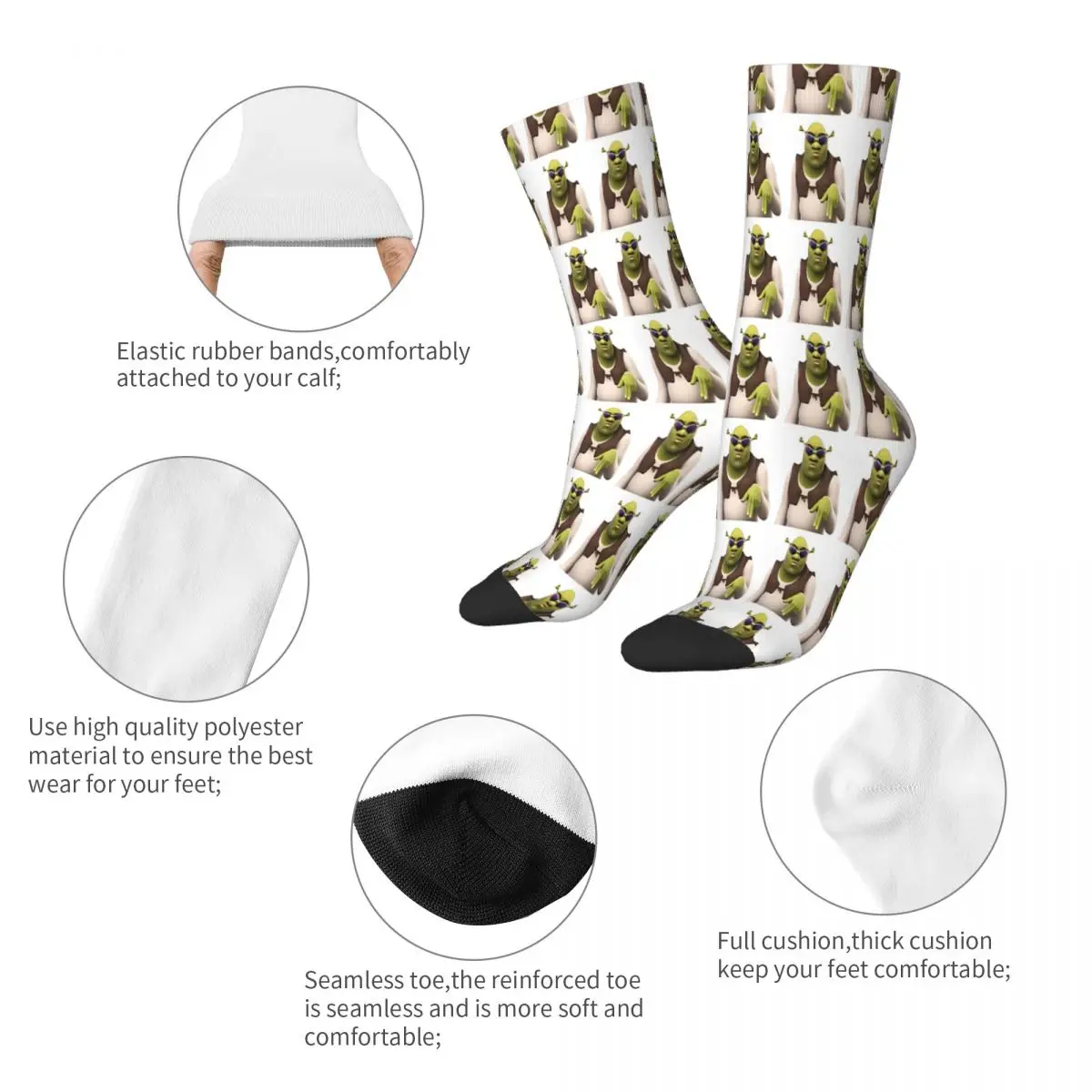 Готини чорапи в стил Мем Шрек Мъжки Дамски чорапи от полиестер в стил хип-хоп