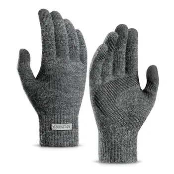 Зимни, Есенни Мъжки възли ръкавици със сензорен екран, висококачествени мъжки ръкавици, Изолирана кашмир обикновена възли ръкавици за улицата, запазване на топлината
