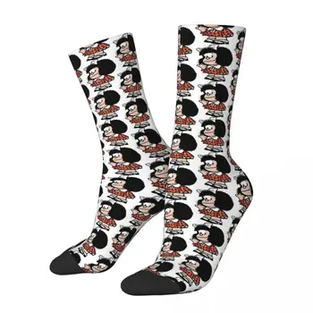ИДЕАЛНО-MAFALDA Mafalda Сърце Зимни чорапи Унисекс, улични щастливи чорапи, уличен стил, Луд чорап