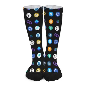 Колекция чорапи с логото на криптовалюты, дамски чорапи, спортни чорапи, мъжки чорапи за спорт и отдих, мъжки памучни