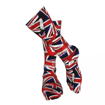 Чорапи за възрастни с флага на Великобритания Юниън Джак Британската Англия, абсорбиращи влагата за ежедневно носене, подходящи за носкам с дължина до бедрото, по всяко време на годината