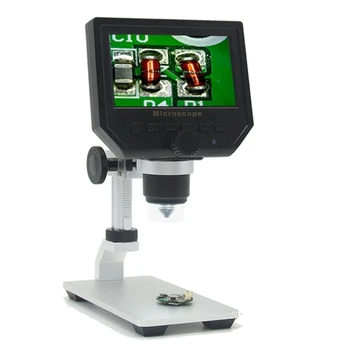 1 комплект Цифров микроскоп, Метална поставка, 4.3 Инча, HD LCD видео, Микроскоп за запояване/на ремонта на телефона, Usb микроскоп Plug EU
