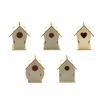 10 БР. Дървени къщички, занаяти за деца, определени за птичи къщички 