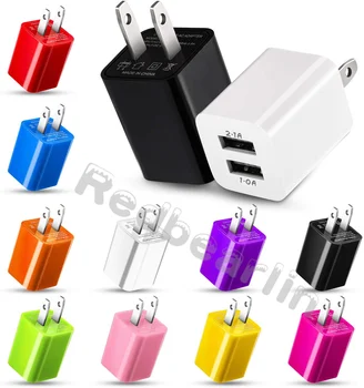 10 бр. Цветни Двойни Портове USB 2.1 A САЩ AC Home Travel Стенно Зарядно За Iphone 6 7 8 X Xr Samsung Android phone mp3