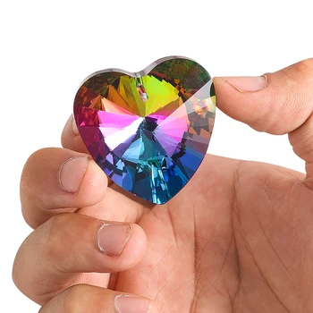 1БР AB Цвят на Сърцето Любов Crystal Prism Граненая Домашна Полилей резервни Части, Извънбордови Кристална Окачен Лампа Suncatchers Aurora Maker