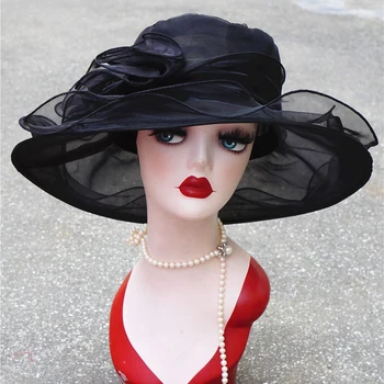 2022 Лятна Дамска шапка в стила на Кентъки Дерби, шапка от Слънцето с широка периферия, Сватбени Църковни Морски Плажни шапки за жени, Гъвкава дамски шапка