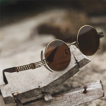 2023 Нови Слънчеви Очила в стил Steampunk, Дамски Модни Маркови Дизайнерски Стръмни Метални Слънчеви Очила За Шофиране, Мъжки Vintage слънчеви Очила Oculos De Sol