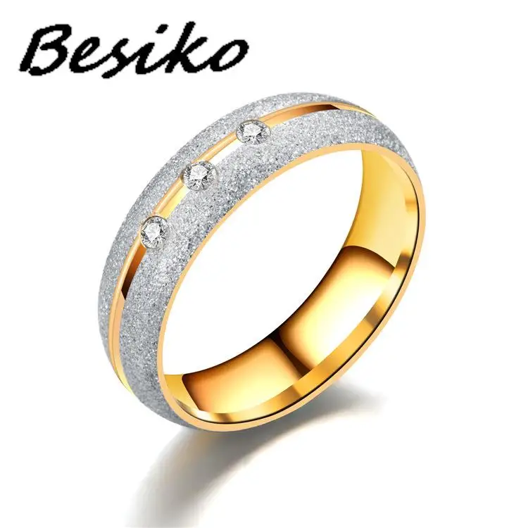 Годежни пръстени Besiko за жени и мъже, Прости Кристални бижута от неръждаема Стомана, златни Годежни пръстени, подарък за любителите на едро