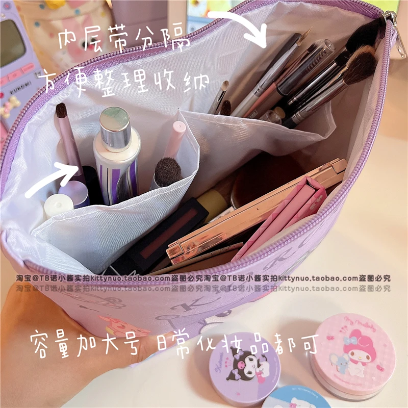 Органайзер за грим Melody Kuromi, женски набор от тоалетни принадлежности, косметичка, калъф за съхранение, косметичка, чанта-органайзер за пътуване с цип