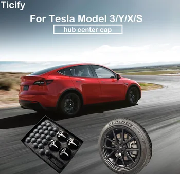4 бр. етикети на колела tesla с логото, антикорозионна централна капачката капачката на колелото на tesla, модел 3/y, покриване на колесни автомобила 18-21 см, централна логото на капачките на автомобил Tesla