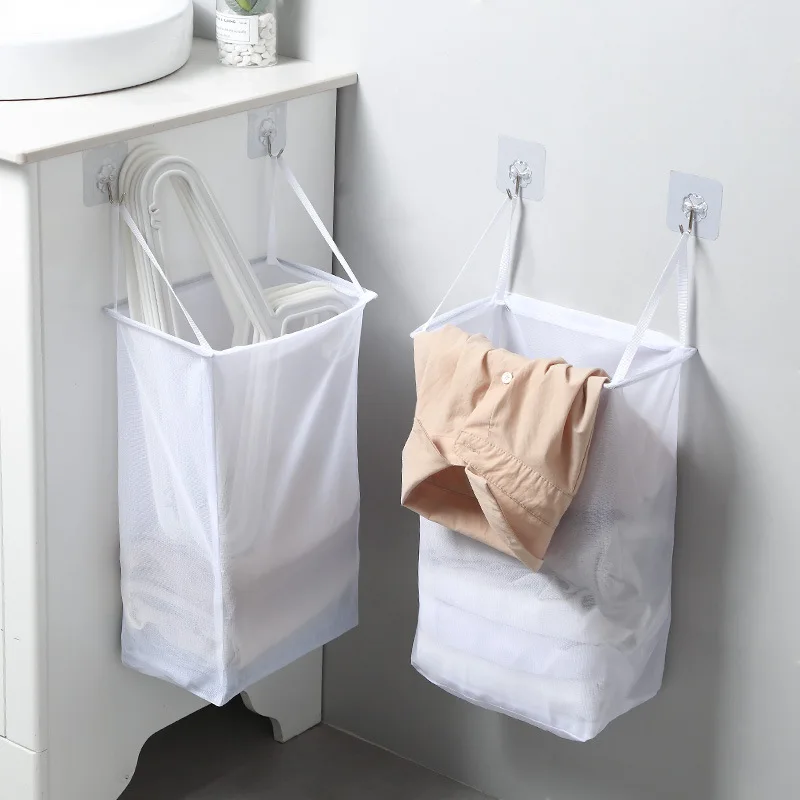 Дишаща домакински Стенни кошница за дрехи, Кошница за съхранение на мръсни дрехи, играчки, мрежа за баня, кошница за съхранение на дрехи в банята