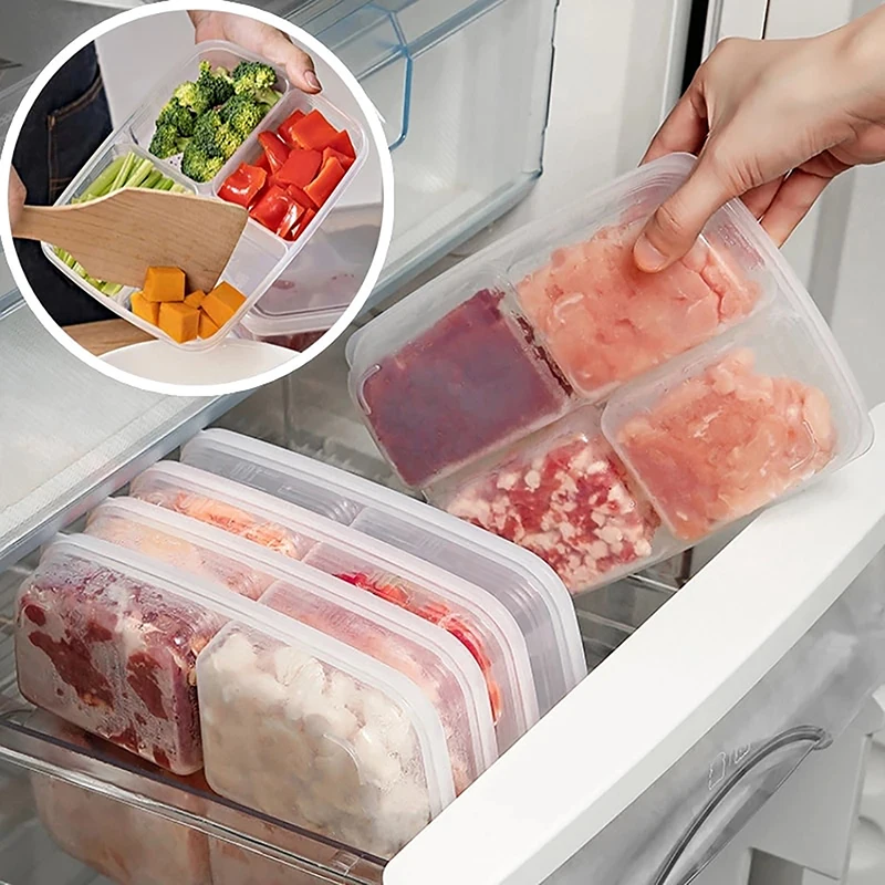 Прозрачен Хладилник с 4 Отделения За Съхранение на продукти, Зеленчуци и плодове, По-Хрупкави, Кошница за съхранение в хладилник