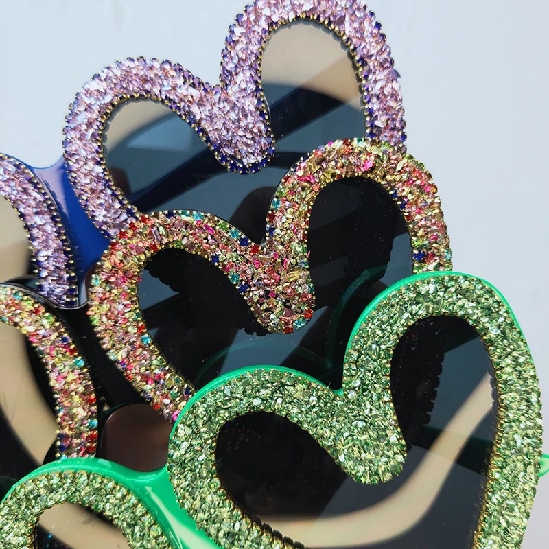 Слънчеви очила Diamond Heart Марка Дизайнерски обувки Crystal Bingbing Festivel Bomb Слънчеви Очила Нюанси на Слънчеви Очила За Жени Lentes Mujer De Sol