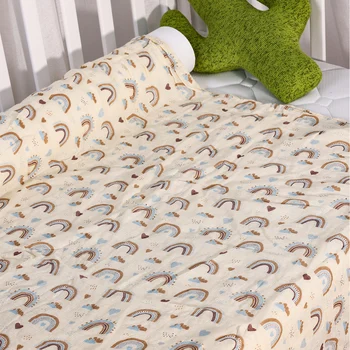 Happyflute Муслиновое пеленание 120*110 см., за новородени, Бамбуковое лятно Памучно одеяло, Стеганое одеяло, Сладки бебешки одеала