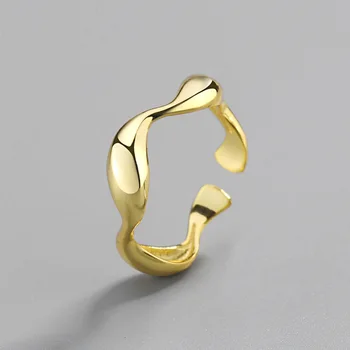 NBNB Модно Прост пръстен с волнообразным правилника За жени, мъже, цвят Сребрист, златен, Модерно Винтажное пръстен за момичета, отворен пръстен за партита, бижута подарък