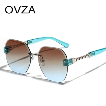 OVZA Модни Слънчеви очила Без рамки, Дамски слънчеви Очила с градиентными лещи, Дамски Голяма Квадратна дограма S7047