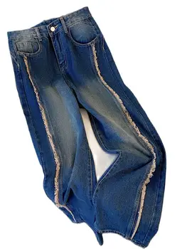 S-4xl Ежедневните Дънки с висока талия и рваным ръба, Свободни Широки панталони 2023, Нова мода дамски дрехи