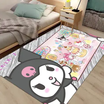 Sanrio Kuromi Kawii Cartoony мат с анимация, Прикроватное одеяло, Детска стая, Хол, Украса спални, Подложка за пода, Мелодия