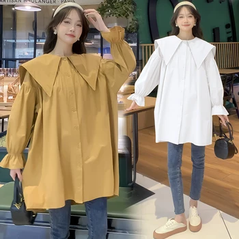 T53925 # Блузи за бременни, по-Големи размери, от Корейска дреха, Без яка 