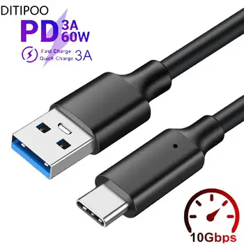 USB 3,2 10 Gbit/с Кабел Type C от USB A до Type-C 3,2 Трансфер на данни USB C SSD Кабел за твърд диск PD 60 W 3A Бързо зареждане на 3.0 Кабел за зареждане