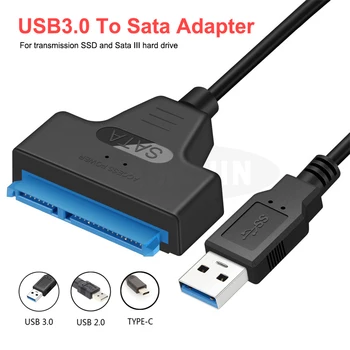 USB SATA 3 Кабел Sata към USB 3.0 Адаптер до 6 Gb/с Подкрепа за 2,5-инчов външен SSD HDD твърд диск 22 Pin Sata III A25 Гореща РАЗПРОДАЖБА