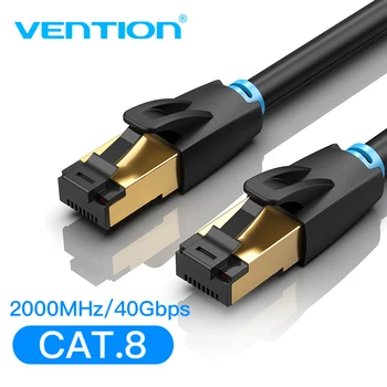 Vention Cat8 Ethernet Кабел SFTP 40 gbps Суперскоростной Мрежов кабел RJ-45 Позлатен Конектор за Модем Рутер CAT 8 Lan Кабел