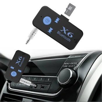 X6 Безжичен Автомобилен Bluetooth Е 4.0 Адаптер 3 в 1 USB Bluetooth Приемник, 3,5 мм аудио жак TF mp3 Card Reader Микрофон, Поддръжка на Повикване Високоговорител