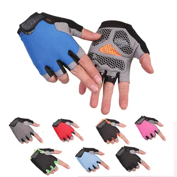 Горещи Колоездене, мини ръкавици със защита от изпотяване, Мъжки, Дамски ръкавици с половин пръст, дишащи противоударные спортни ръкавици, Велосипедни ръкавици