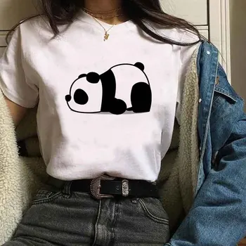 Дамска риза в стил Харадзюку с графичен дизайн, Женска тениска с изображение на Слон и Панди с къс ръкав, скъпа