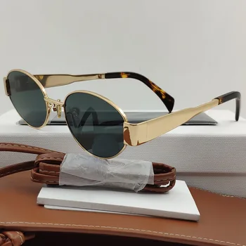 Дамски слънчеви очила метална малка овална рамка, за жени, мъже эстетичные маркови дизайнерски футуристичен летните слънчеви очила Унисекс UV400