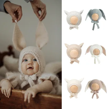 Детска шапка от вълна на животно, скъпа мека шапка 2023, есенно-зимна шапка за защита на ушите на бебето, шапка с каишка за котешки уши