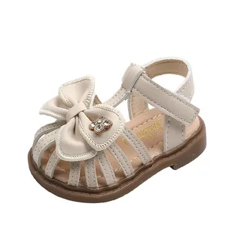 Детски Сандали; Обувки Принцеса с Хубав лък за момичета; Обувки за деца на възраст 0-4 години; нескользящая Обувки подметка; Лятна Дишащи Обувки за ходене Baotou