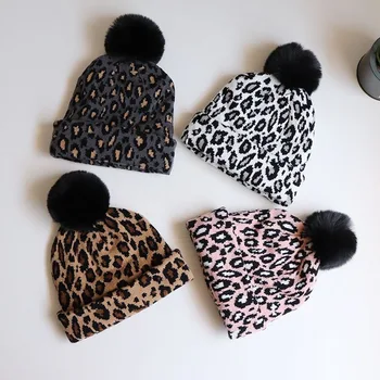 Детски шапки с леопардовым принтом, детски шапки есен /зима, красиви пуловери за момичета, шапки за момичета, детски шапки за приливите и отливите на зимата