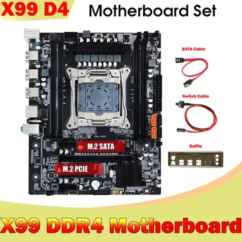 Дънна платка X99 + Стена + Кабел SATA + Кабел за превключване на LGA2011-3 Поддръжка на DDR4 4X32G за процесора 5820K 5960K E5-2678 V3