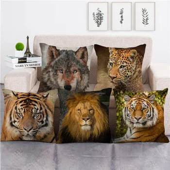 Калъф за диванной възглавници с 3D картина на тигър и лъв, калъфка за възглавница, украса за дома, вечерни автомобилни постелки