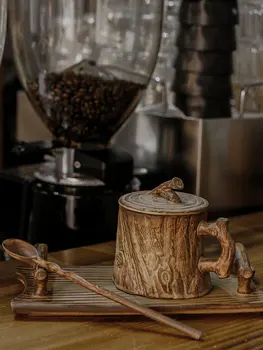 Керамични кафеена чаша ръчна изработка, индивидуални с дръжка, креативна реколта чаша за кафе лате в японски стил