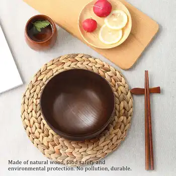 Креативна и проста дървена купа без дъно от 4 теми, практически купа за супа за ресторанти и хотели