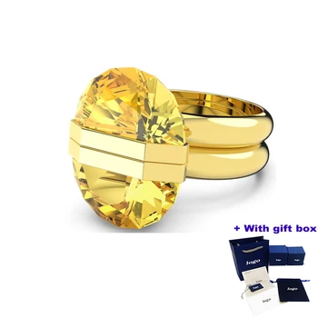 Модерен и очарователен пръстен с жълти кристали са подходящи за носене красиви жени, като подчертава тяхната елегантен и благороден характер
