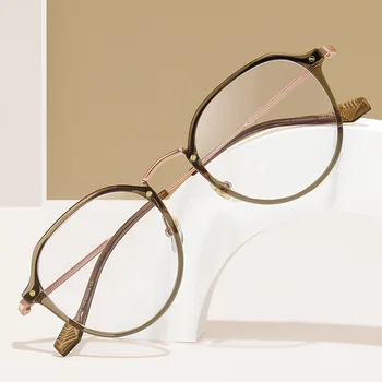 Модни Кръгли очила в Рамки с Анти-синя светлина в стил Ретро, Дамски Свръхлеки оптични рамки за очила, очила компютър, Корейски Модни Луксозни Очила