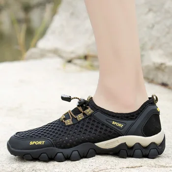 Мъжки обувки, Модел обувки, мека подметка, в планината, Лято 2023, Нова градинска Лека Окото обувки, Мъжки дишаща мрежа обувки