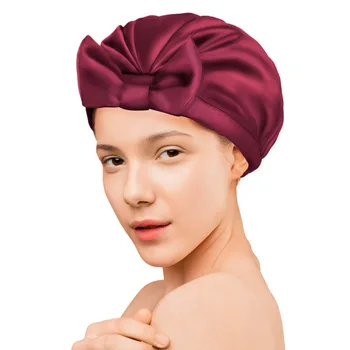 Нов стил, модерен монофонични папийонка, Женска малка шапчица за баня, Пуловер, превръзка на главата-Шапка от изкуствена коприна, Сатен завивка за лице, приготвени с модерна шапка