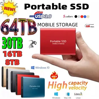 Нова Portable 1 TB И 2 TB SSD 4 TB 16 TB Външен твърд диск Type-C USB 3.0 Високоскоростен 8 TB Външен Диск Твърди дискове За Преносими компютри
