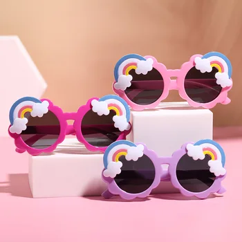 Нови Детски Модни Слънчеви очила За Момичета, Украсени с Дъга в Кръг, Слънчеви Очила За Лятото Пътуване На открито UV400 Gafas De Sol
