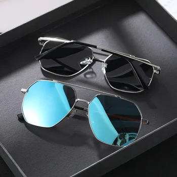 Нови мъжки модни поляризирани слънчеви очила с голяма рамка, полигональные колоездене, слънчеви очила, мъжки летни очила за шофиране UV400 Oculos De Sol