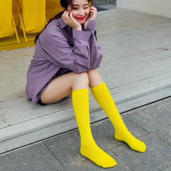 Нови японски обикновена чорапи за телета ярки цветове, корейски студентски дамски чорапи с дълъг ръкав
