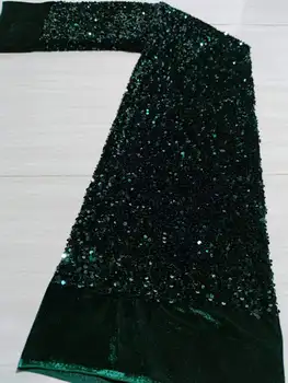 НОВО оптовое Луксозно Висококачествен африкански бархатное дантела 2023, нигерийская зелена тъкан, бродирани 3D пайети, материал за сватбена рокля