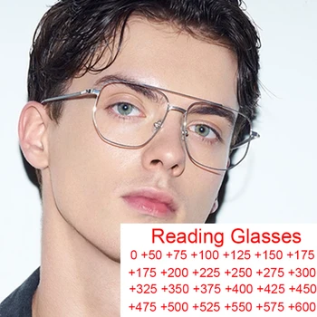 Оптични Очила За четене С Далекогледство С Диоптриями 0 ~ + 6,0 Двойни Метални Мостове Рамки За Очила С Защита От Синя Светлина Очила За Старческо