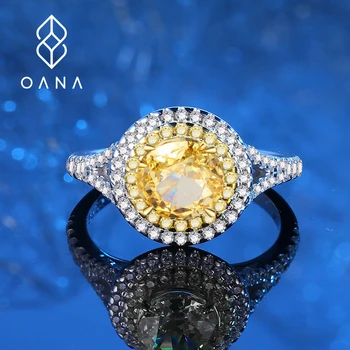 Оригинален дизайн Златен пръстен с Леден Цвете За жени от сребро S925 с високо съдържание на въглерод и диамант, Asscher Сребърни бижута
